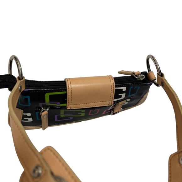 VTG Y2K 00's Guess Black Multi Color Monogram Murakami Style Baguette Bag Purse - Picture 5 of 6